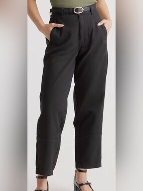 Quince Organic Cotton Barrel Pants Black Size 0 High Rise
